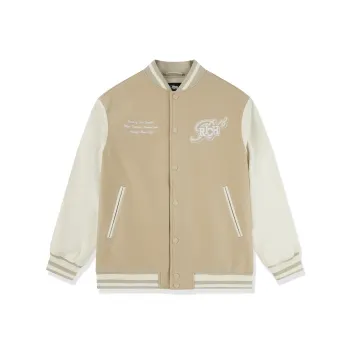 QIAODAN Get Rich Every Day Baseball Jackets & Coats Men's Nutty Color/Cream White