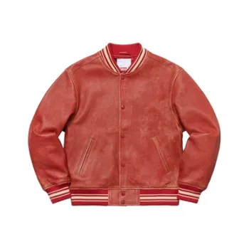Supreme Worn Leather Varsity Jacket
