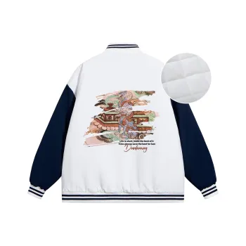 DUNHUANG INSPIRATION 2023 Winter Baseball Jacket Wall Painting Unisex