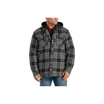 Dickies Flannel Hooded Shirt Jacket Jackets Coats Men's Gray