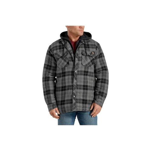 Dickies Flannel Hooded Shirt Jacket Jackets Coats Men's Gray