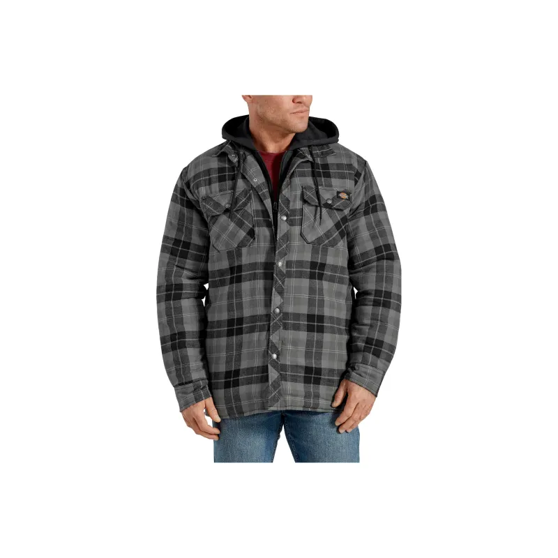 Dickies Flannel Hooded Shirt Jacket Jackets Coats Men's Gray-0