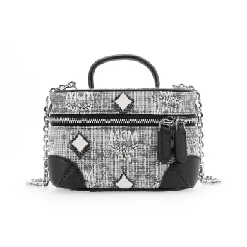 MCM Textile, Leather Makeup Case And Makeup Bag Mini Women's Gray