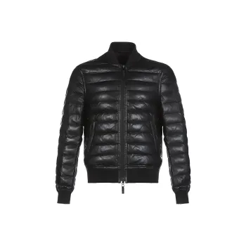 EMPORIO ARMANI Leather Jacket Men's Black