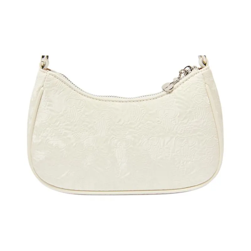 Three Blessings PU Shoulder Bag Medium Size Women's Ivory White/Pink-3