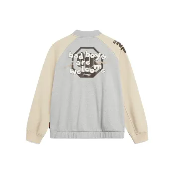 LiNing Badfive Baseball Jacket Men's Floral Gray Dusty Khaki