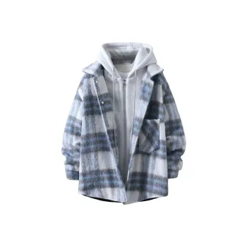 ACUOD BY CHANU Velvet feel Coat Unisex 1Purple Plaid