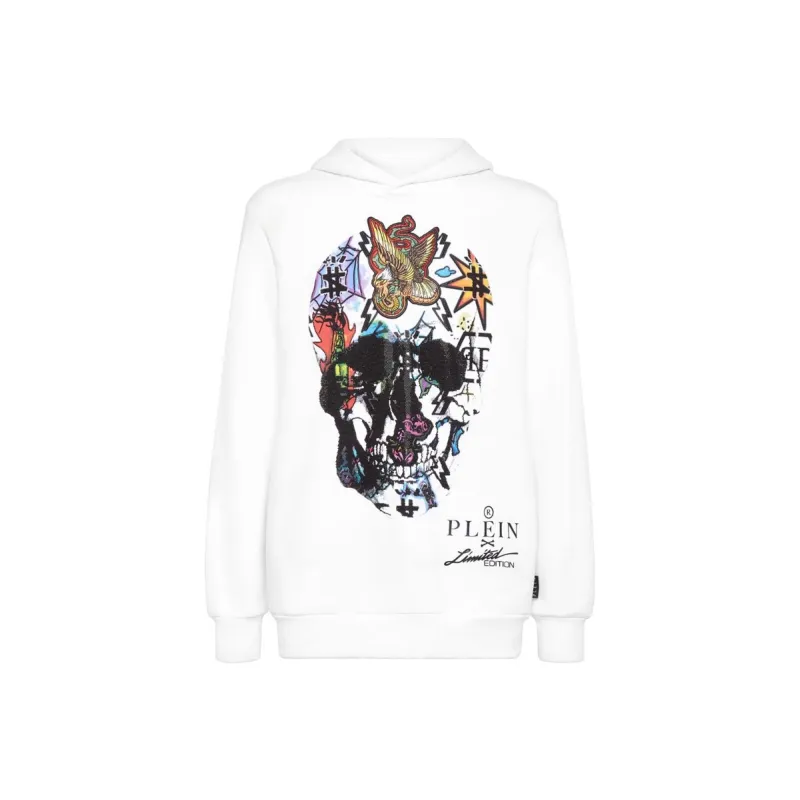 PHILIPP PLEIN Skull print Crystal embellished Hoodie-0
