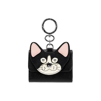 JELLYTOYBOY Cow Leather Meowth Planet Coin Purse, Card Holder Unisex Black