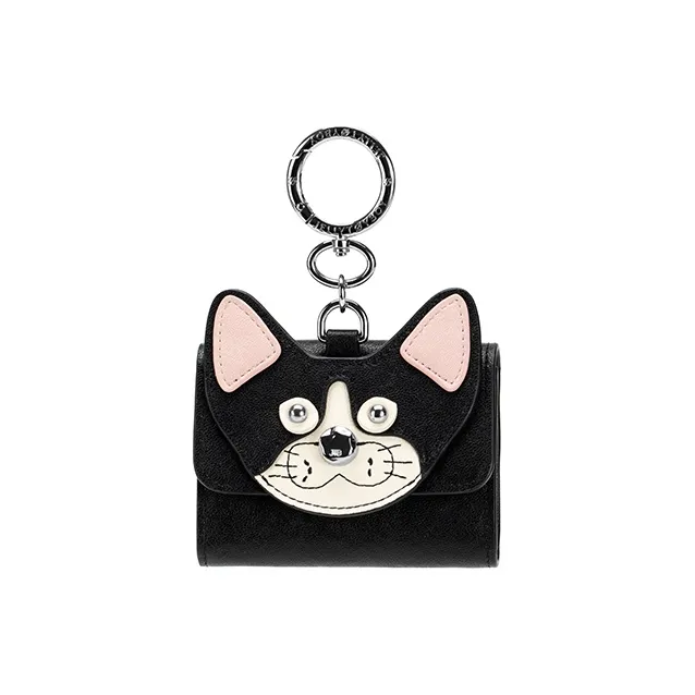 JELLYTOYBOY Cow Leather Meowth Planet Coin Purse, Card Holder Unisex Black-0