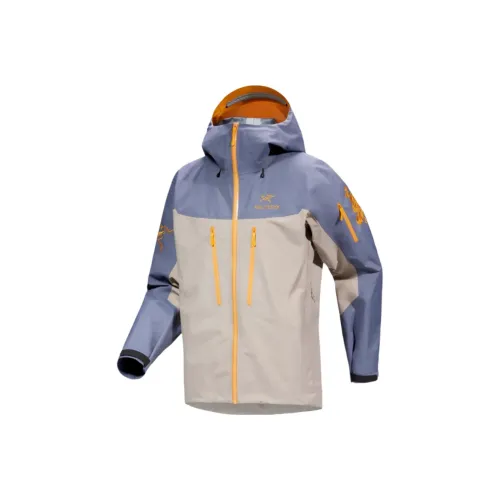 Arcteryx ALPHA SV Waterproof And Windproof Windbreaker Jacket Unisex Elegant Brown Stratus Blue Edziza Orange