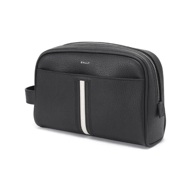 BALLY Cow Leather Toiletry Bag, Makeup Bag Regular Men's Black-2