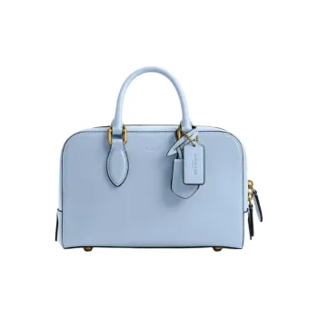 COACH Bowery Cow Leather One Shoulder Handbag Medium Size Women's Blue Bell Multicolor