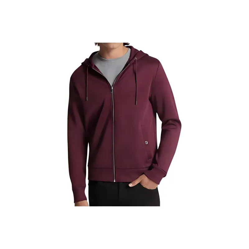 MICHAEL KORS Double-Knit Sateen Zip-Up Hoodie Jackets Coats Men's Burgundy-0