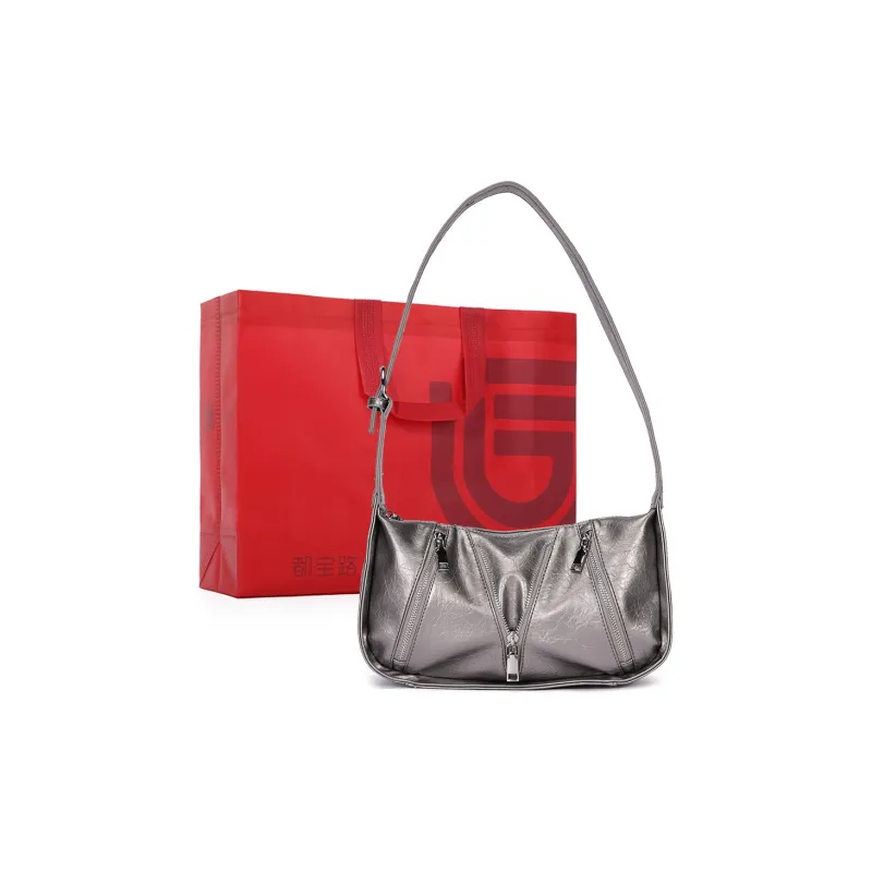 Dubaolu Synthetic Leather Portable Underarm Shoulder Bag Women's White/Silver/Black-7