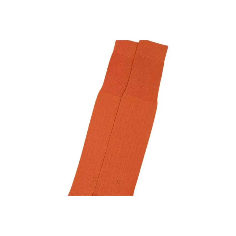 HERMES FW24 Knee High Socks Men's 1 Pack Orange-1