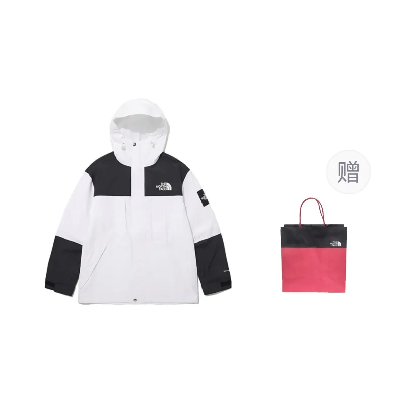 THE NORTH FACE Hiking Waterproof And Windproof Windbreaker Jacket Unisex White Shopping Bag Included-0