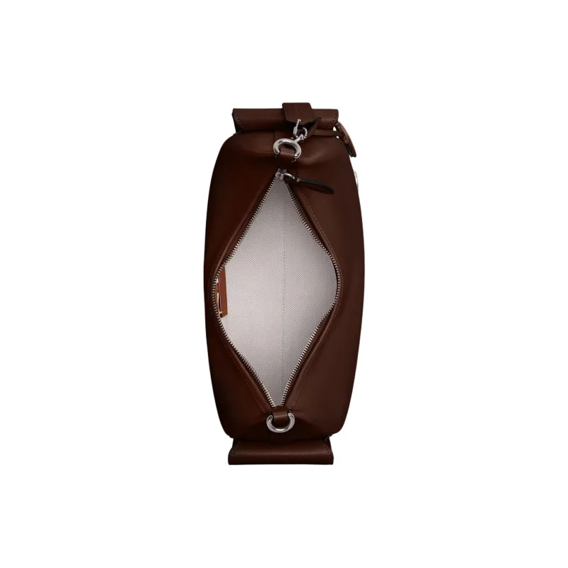 COACH PocketJuliet Shiny Leather Biker Bag, Shoulder Bag Large Size Women's Brown-3