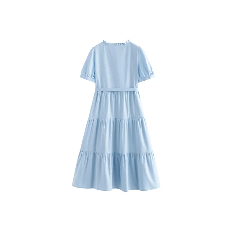 Inman Short Sleeved Dress Women's Mist Blue-1