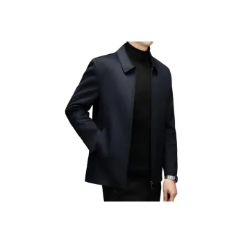 Devanro Coats Men Navy Blue, Liner Filled With 100% Cashmere