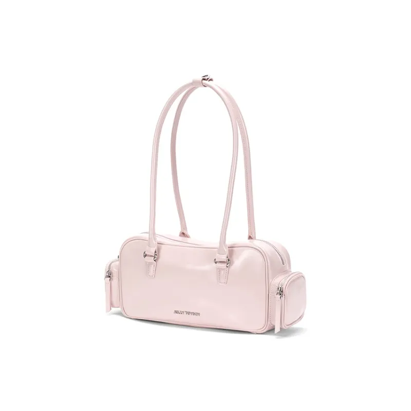 JELLYTOYBOY Cow Leather Reshaping Shoulder Bag Shoulder Bag, Handbag Women's Chocolate Brown/Pink-14