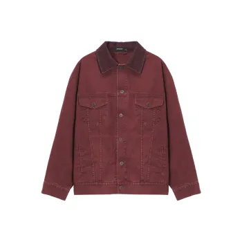 UNVESNO Jackets Unisex Burgundy Washed Red