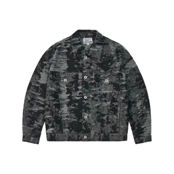 TEKABLU Jacket Unisex Black Torn Fabric
