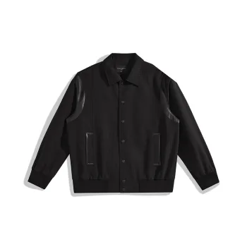 PEACEBIRD MEN PU Leather Patchwork Vintage Casual Coat Trendy Lapel Jackets Men's