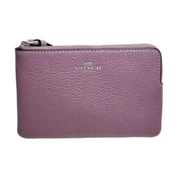COACH Leather Wrist Bag Clutch Small Size Women's Jasmine Flower