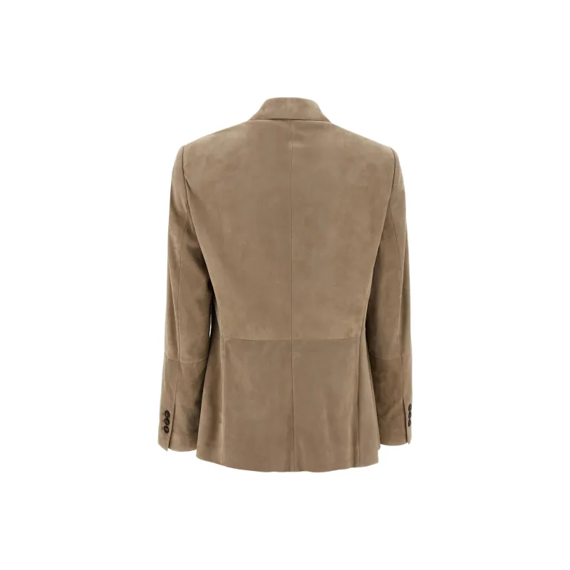 Brunello Cucinelli Leather Jacket Women's Camel-1