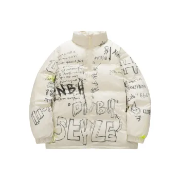 DNBH Hand-drawn Doodle Series Down Jackets Unisex White