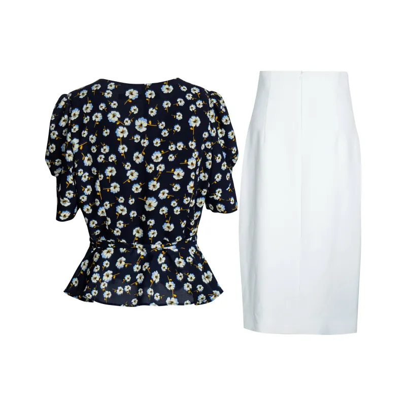 ROEYSHOUSE Skirt Set Women's Blue+White-1