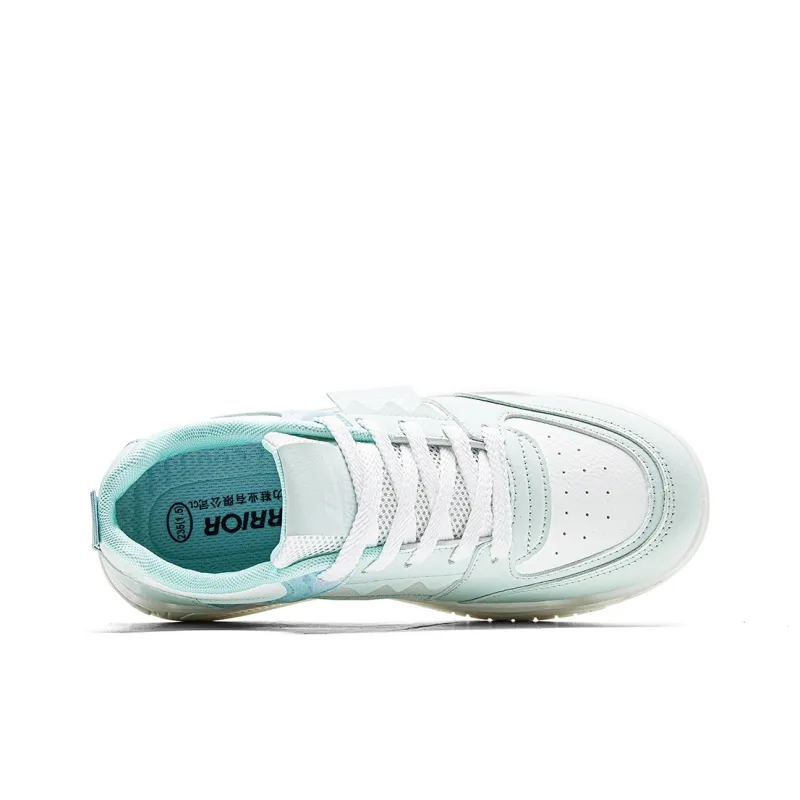 Warrior Lightweight And Breathable Low Top Skateboard Shoes Women's Light Green White-4