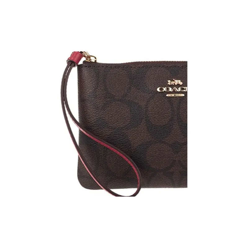 COACH Boxed Leather Clutch Women's Dark Coffee-4