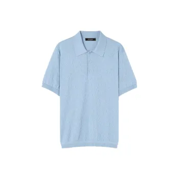 VERSACE La Greca Pointelle knit Polo Shirt