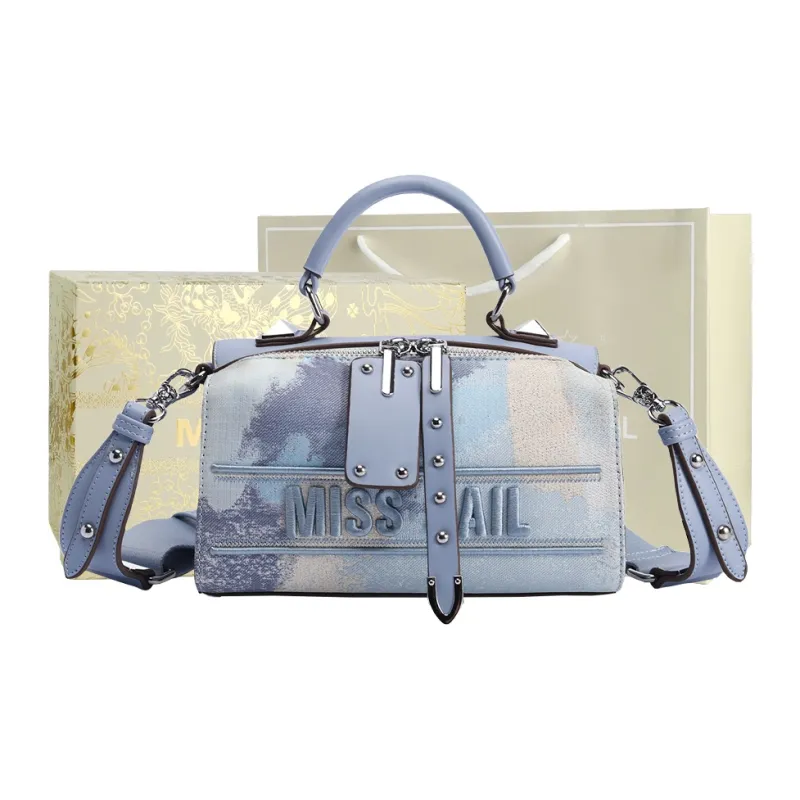 MISS GAIL Synthetic Leather Shoulder Bag, Crossbody Bag, Handbag Women's Furong Blue-4