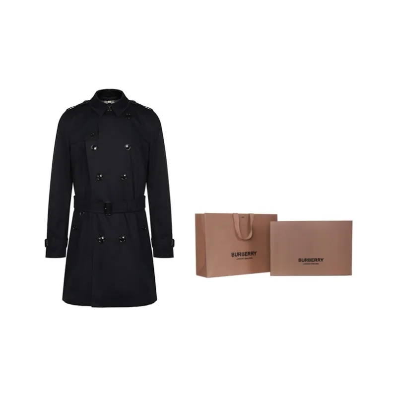 Burberry Trench Coat Men's Dark Blue-4