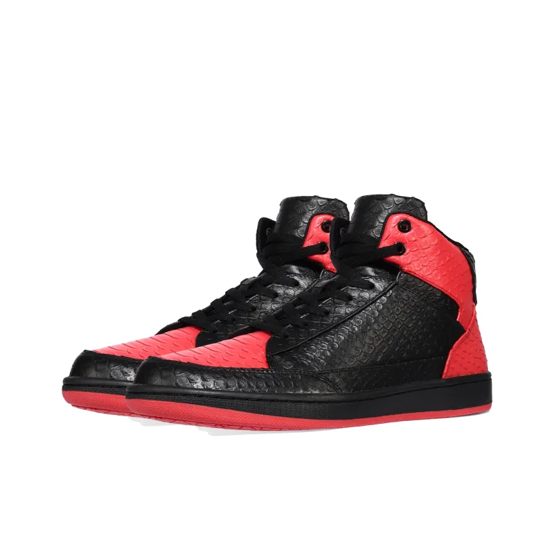 SOULSFENG High Top Skateboard Shoes Men's Black Red-2