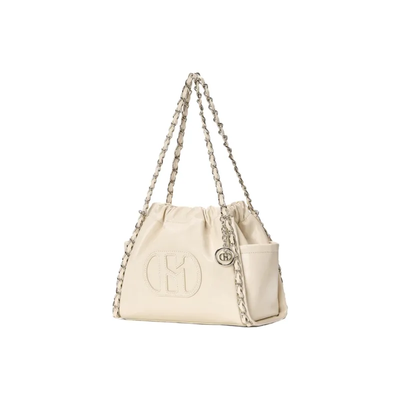 HAZZYS Split Cow Leather Hobo Bag, Crossbody Bag, Shoulder Bag Trumpets Women's Black/Red/Ivory-12