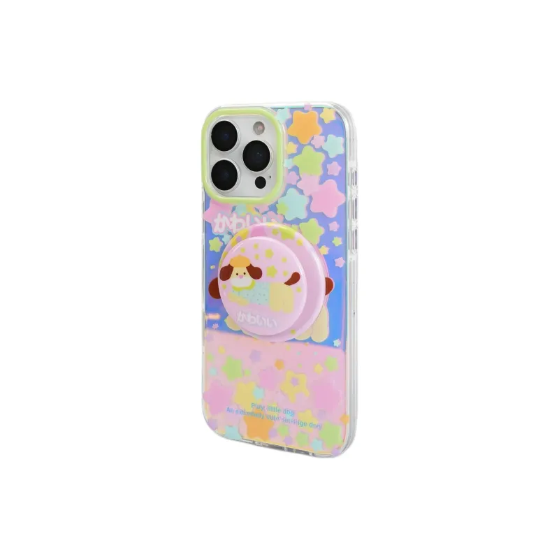 Sopi Acrylic Material Laser Multicolor Stars Puppy Phone Cases Compatible With IPhone 16/15 Pro Max/Apple 13/14 Pro/Max-2