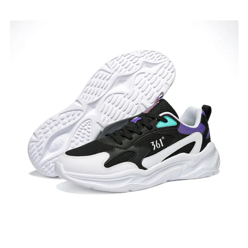 361° Abrasion Resistant, Breathable, Lightweight Low Top Casual Shoes Men's Obsidian Black 361 Degrees White-5