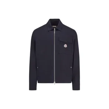 Moncler Logo Patch Zip Up Shirt Jacket