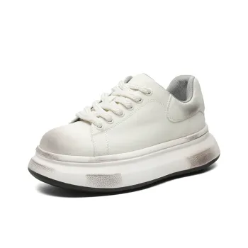Ignition Slip Resistant, Abrasion Resistant, Lightweight Low Top Skateboard Shoes Unisex Polished White