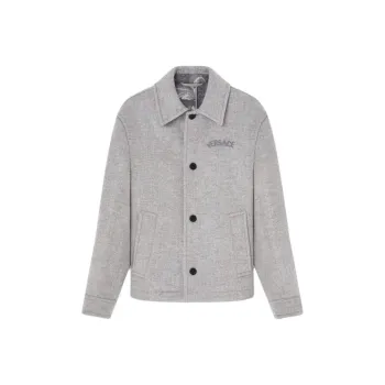 VERSACE Logo Embroidered Button Up Blouson Jacket