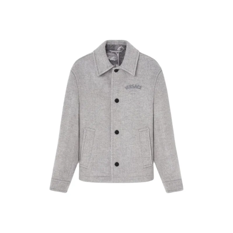 VERSACE Logo Embroidered Button Up Blouson Jacket-0