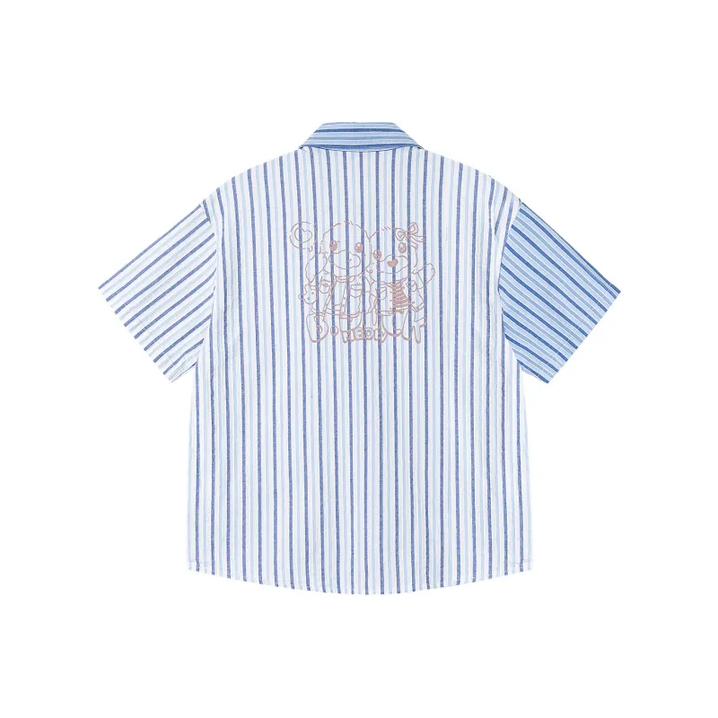 B.Duck Shirt Women's Blue White Stripes-1