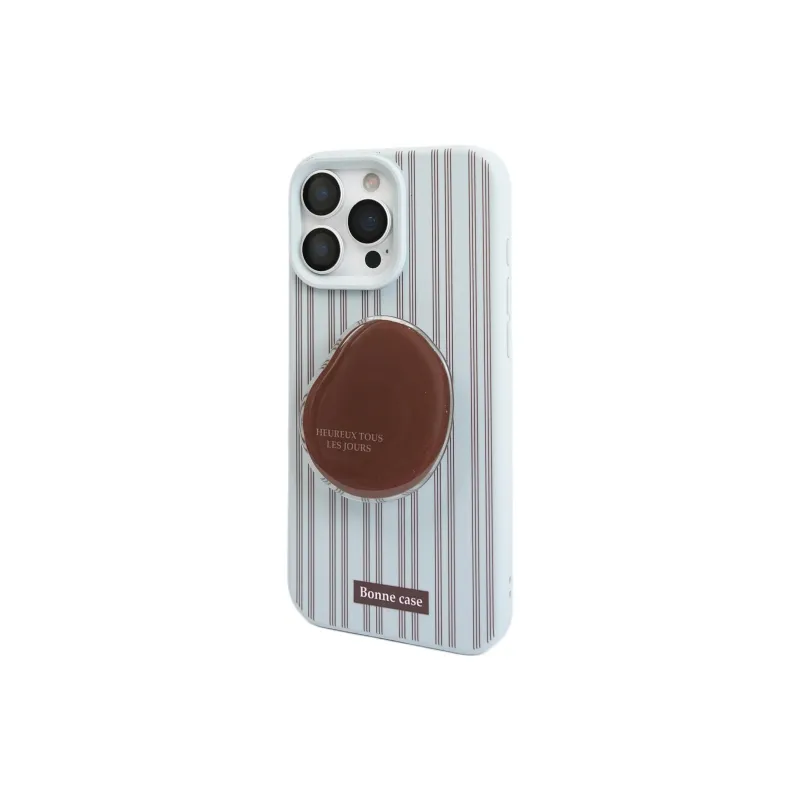 Sopi Silicone Material Blue Brown Stripes Stand Phone Cases Compatible With IPhone 16/15 Pro Max/Apple 13/14 Pro/Max-2