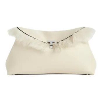 TOTEME Lambskin Clutch Small Size Women's Beige Yellow
