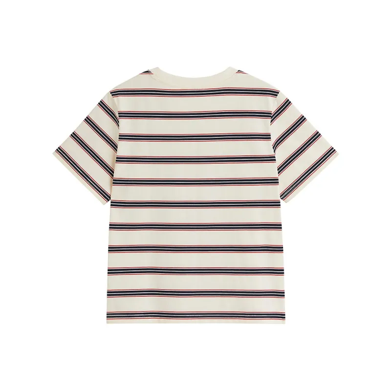 Inman T Shirt Women's Red Blue Stripes-1