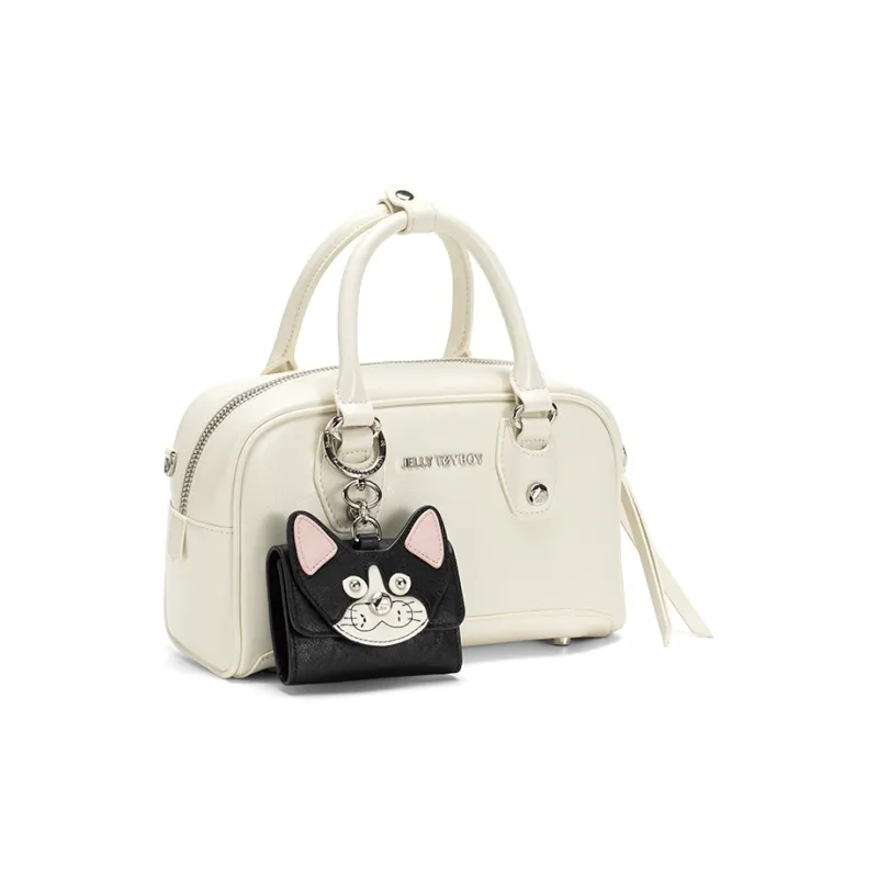 JELLYTOYBOY Cow Leather Meowth Planet Coin Purse, Card Holder Unisex Black-4